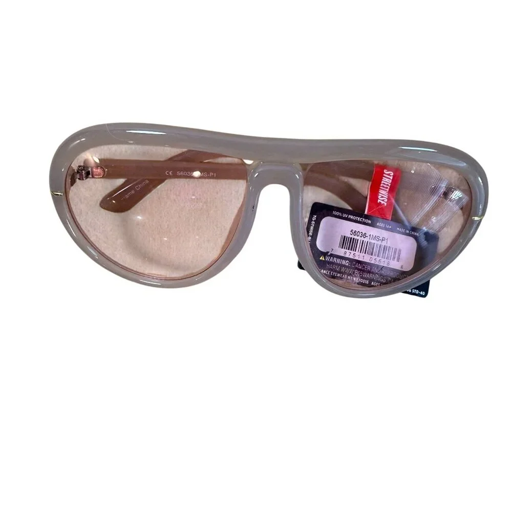 Streetwise Oversized Aviator Sunglasses Shades 100% UV Beige Frame Brown Tint